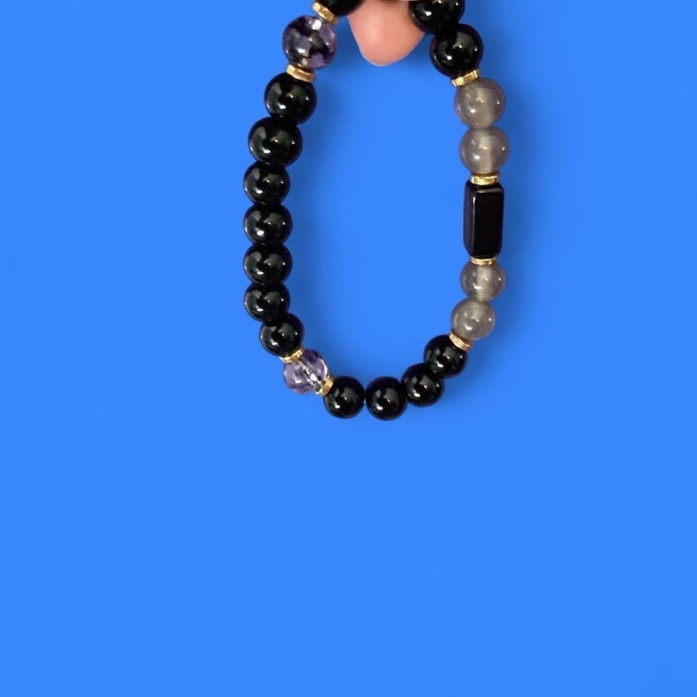 Black and grey beaded bracelet #goth #grunge